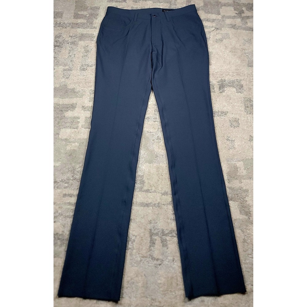 NWOT Dunning Navy Blue Golf Performance Stretch Unhemmed Logo Pants 33x37